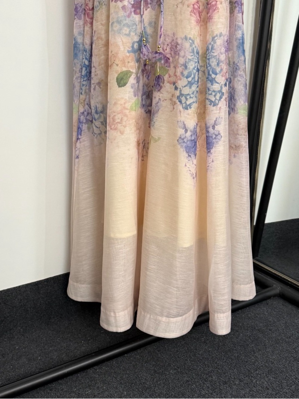 Zimmermann Hydrangea Corset Midi Dress | Purple Floral Linen Silk - Picture 7 of 9